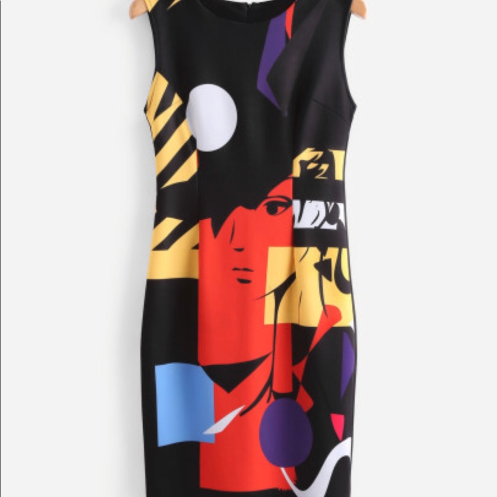 Abstract Print Sheath Dress